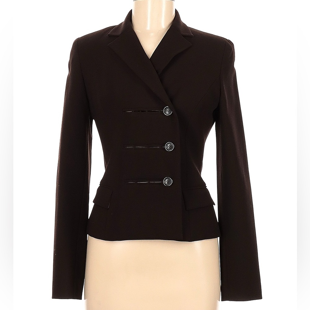 Piazza Sempione Women’s Black Brown / Espresso Jacket Blazer Size US 6 / IT42